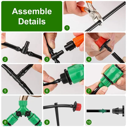 164FT Drip Irrigation Kit Automatic Garden Irrigation System Misting Plant Watering Drip Kit For Garden Greenhouse Flower Bed Patio Lawn.