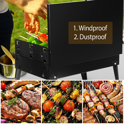 1Pc 16.7x10x17.7in Portable Charcoal Grill Foldable BBQ Suitcase Grill Shelf For Outdoor Camping Picnics Garden Grilling Fedex Shipping