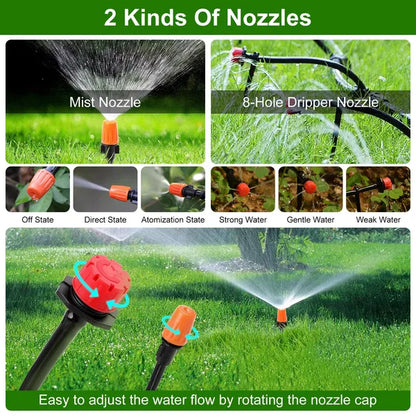 164FT Drip Irrigation Kit Automatic Garden Irrigation System Misting Plant Watering Drip Kit For Garden Greenhouse Flower Bed Patio Lawn.