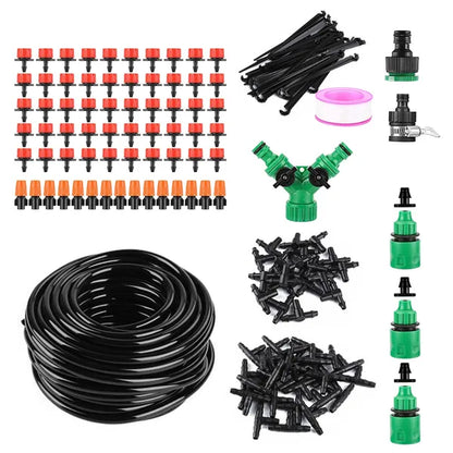 164FT Drip Irrigation Kit Automatic Garden Irrigation System Misting Plant Watering Drip Kit For Garden Greenhouse Flower Bed Patio Lawn.